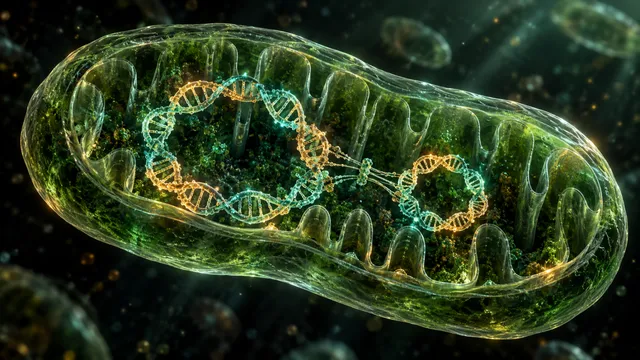 AI-generated conceptual illustration for Two mitochondrial genome configurations found in a model green alga