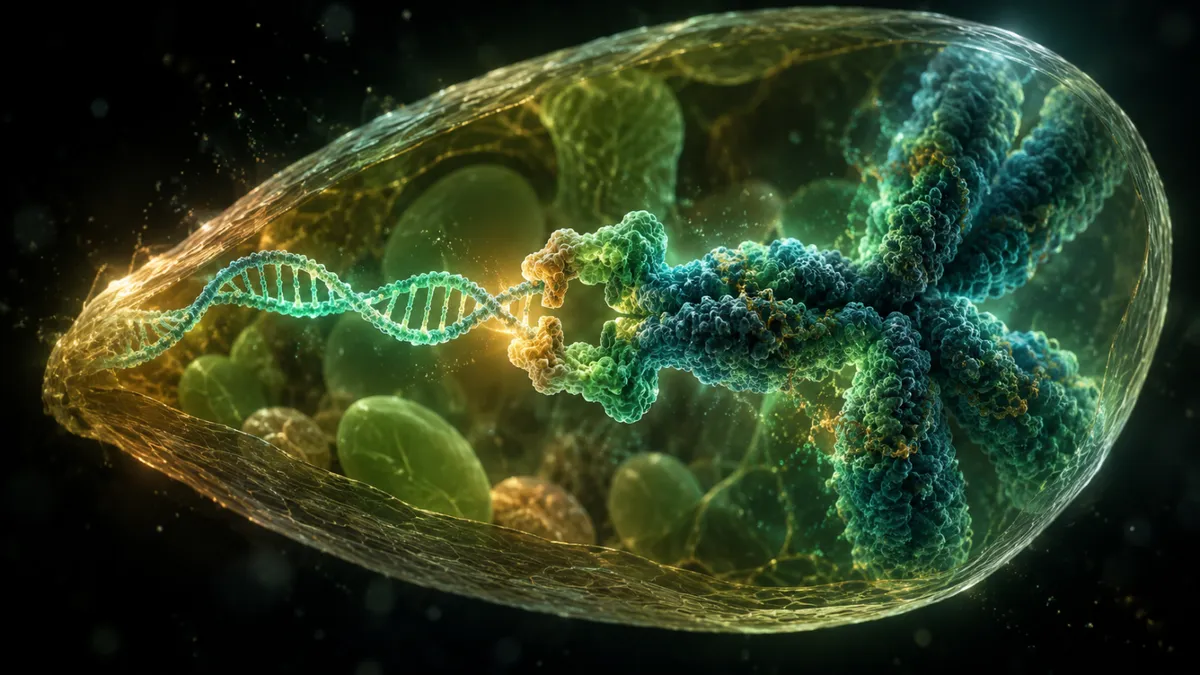 AI-generated conceptual illustration for A plant genetic switch separates DNA delivery from integration